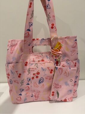 Dolce Vita Pink Printed Tote with Matching Pouch